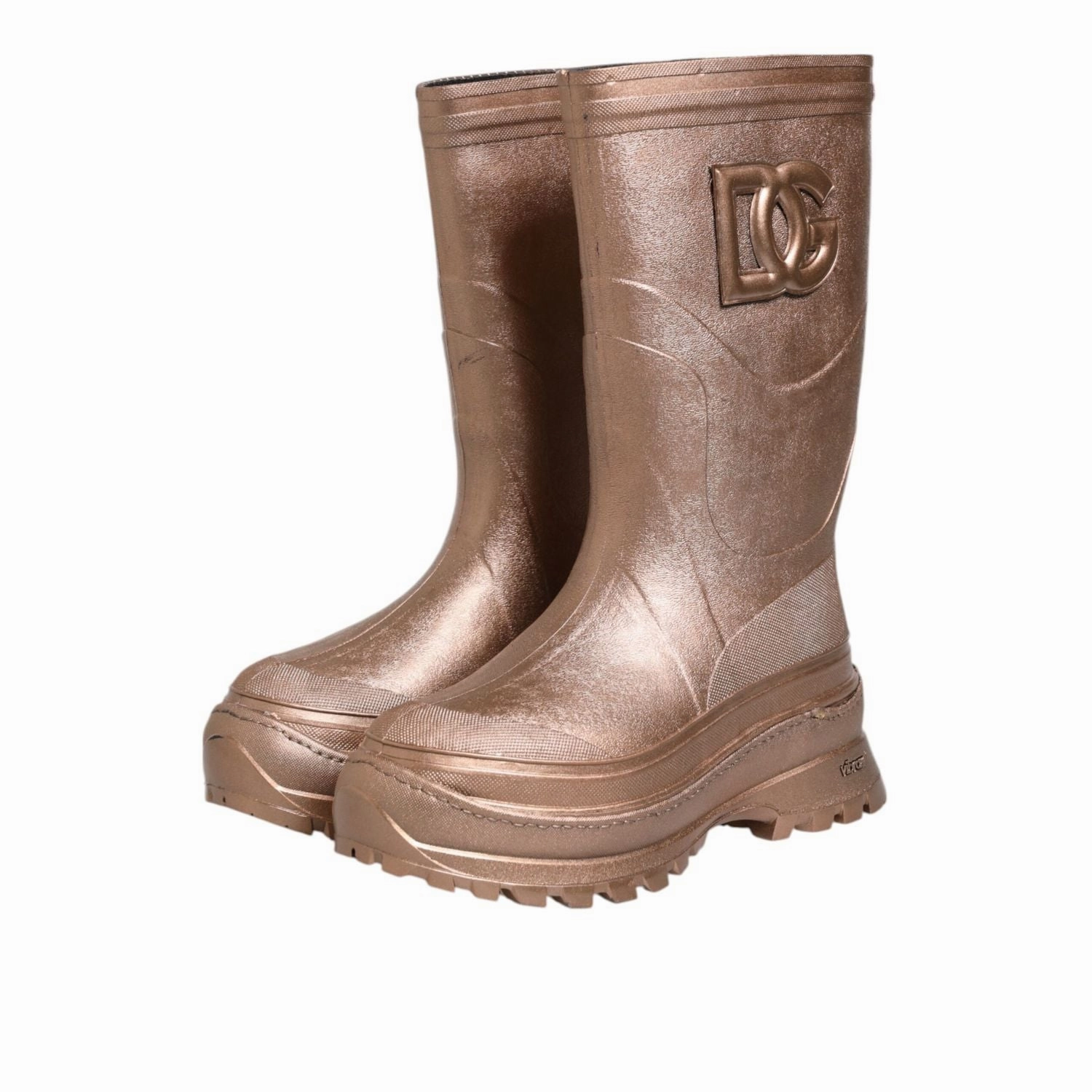 Tall Waterproof Boots Dolce & Gabbana Metallic Gold Pull On Rain Boots Shoes