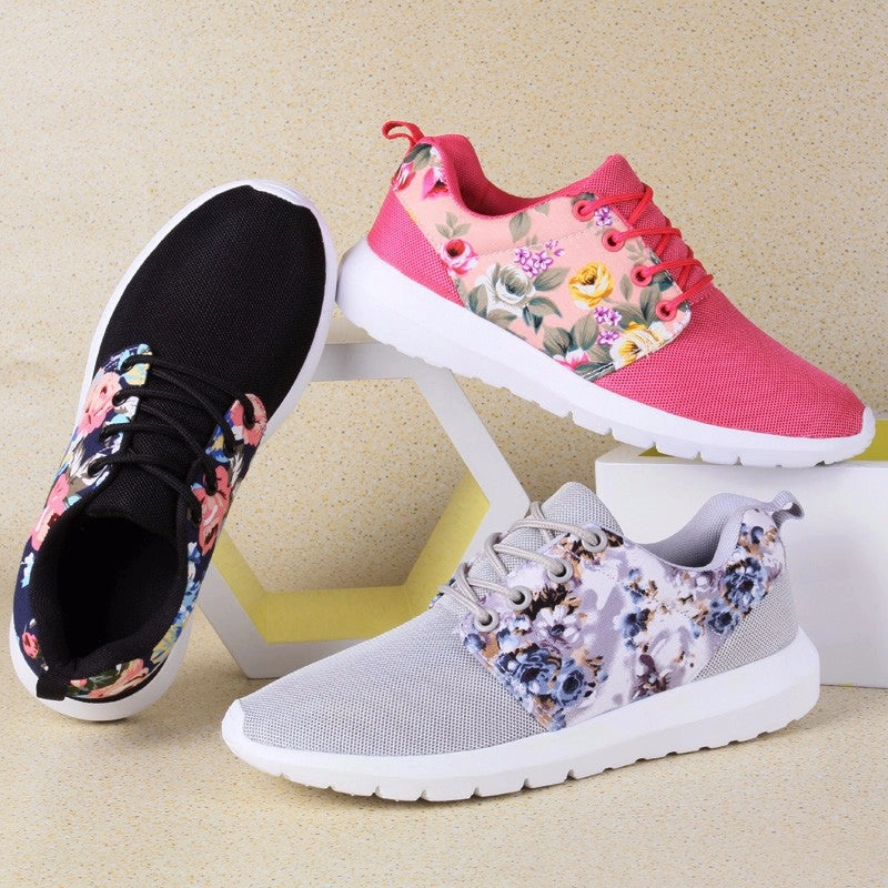 Sneakers Women Trainers Breathable Print Flower 90 Casual Shoes Woman Summer Mesh Low Top Shoes Casual Shoes For Spring