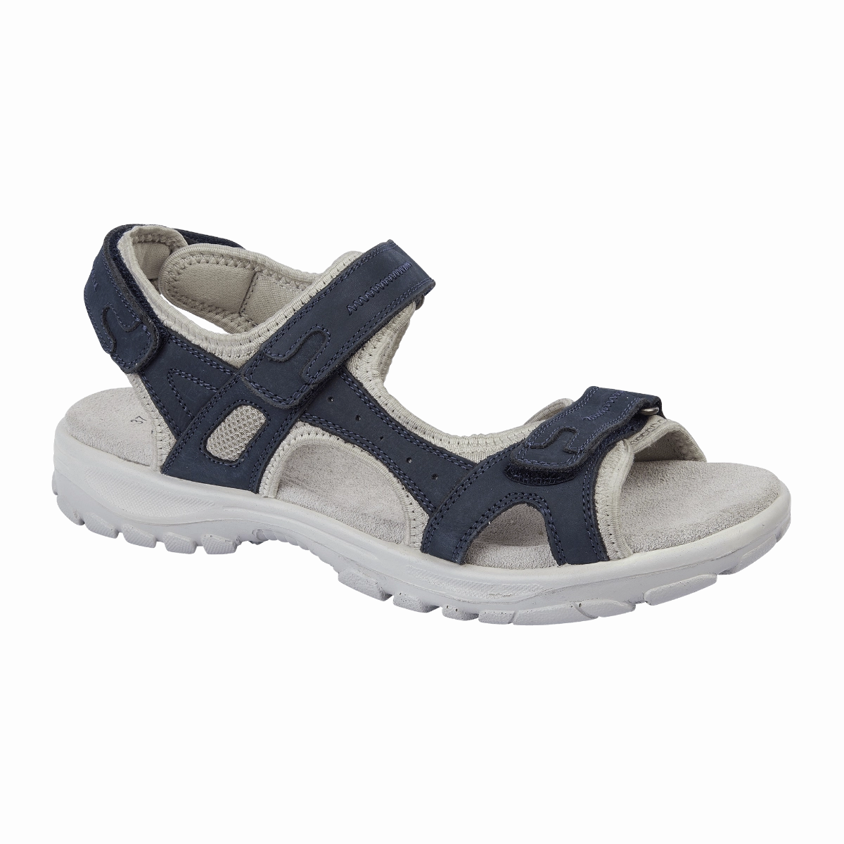 Mandy Nubuck Leather Walking Sandals - Navy Good Shoes For Walking Around