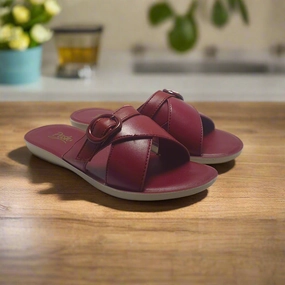 Hollow Out Flat Shoes Maroon | Flat Slippers for women