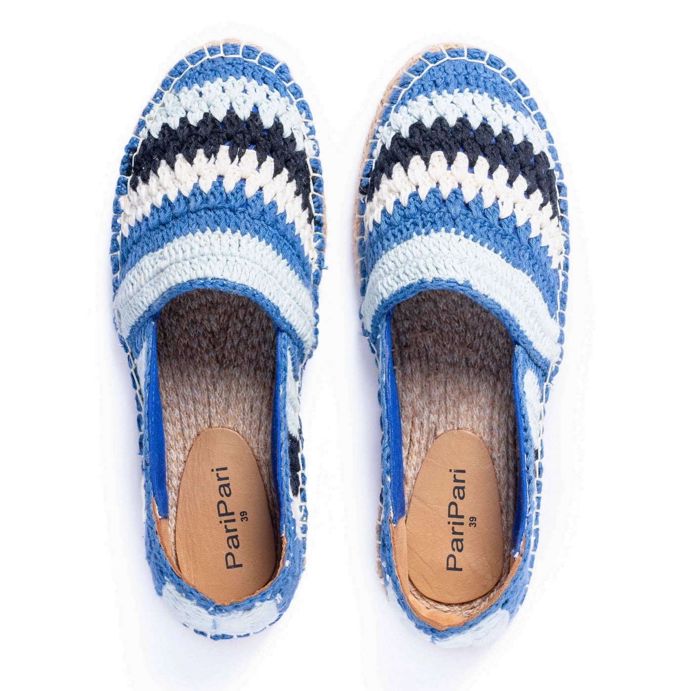Leather Espadrille Shoes Marrakech Crochet  Espadrilles - Blue