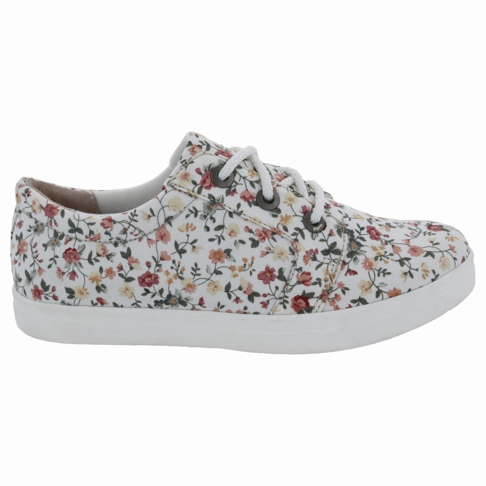 Shoe Carnival Casual Shoes Drew Ruby White Floral Canvas Sneaker (Women's)