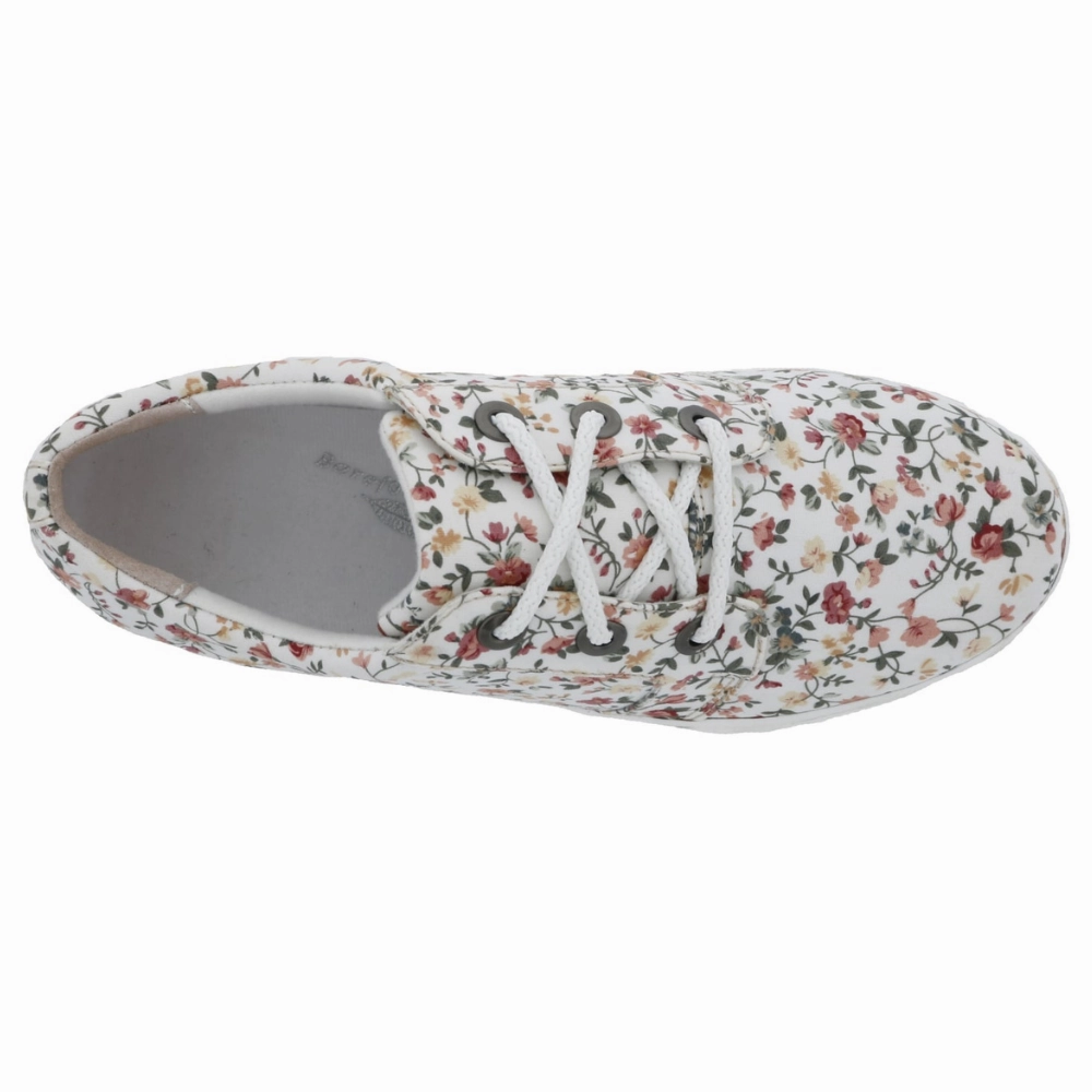 Drew Ruby White Floral Canvas Sneaker (Women's) Comfortable Breathable Slip On Arch Support Non-slip Casual Shoes