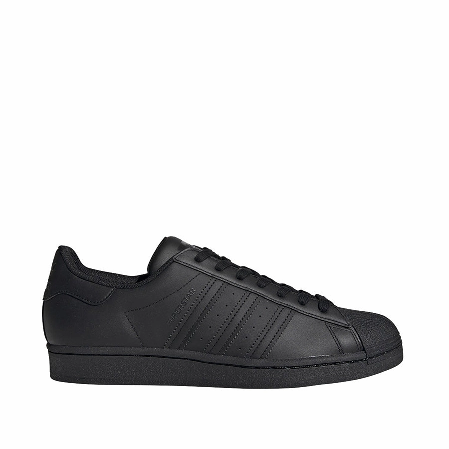 Grade School Adidas Superstar J Shoes - Black/Black Shoes For High Arches Walking