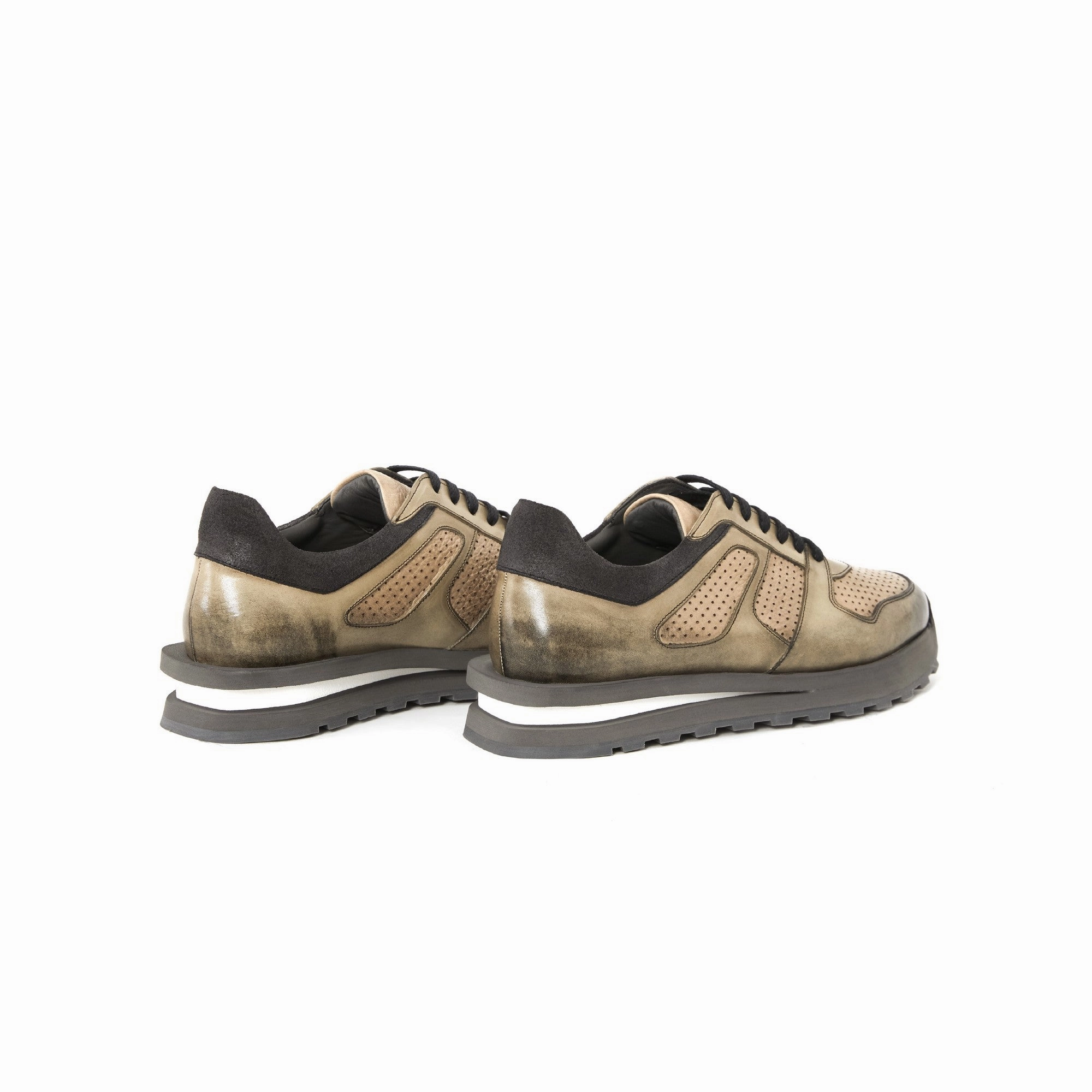 Men's Calf Leather Handmade Sneakers M8013 Boat Casual Shoes