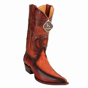 Men's King Exotic Elephant Skin 3x Toe Boots Cognac Burnished (495v27003) Cowboys Boots Near Me