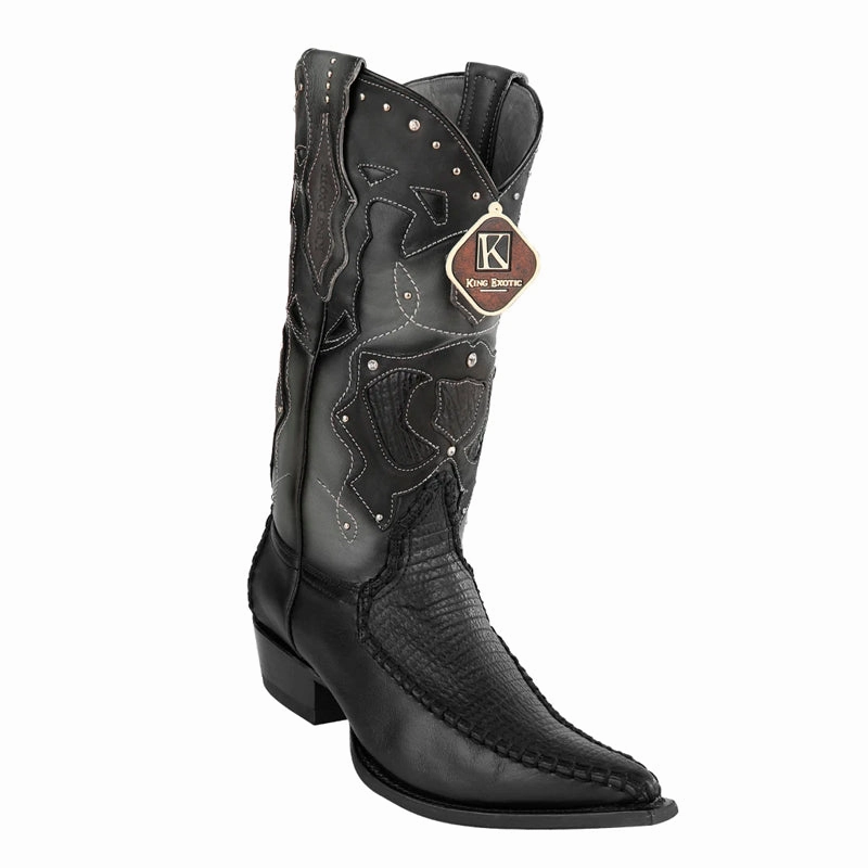 Insulated Duck Boots Men's King Exotic Genuine Sharkskin Boots 3x Toe Black (495v20905)