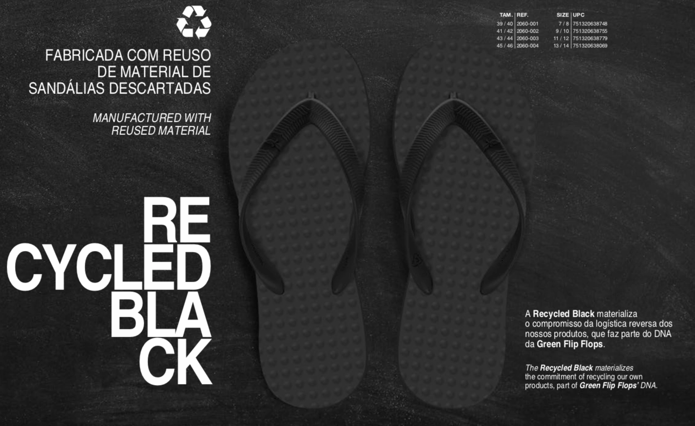 Holiday Flip Flops Men's Sustainable Flip Flops Recycled Black with Recycled Black Straps