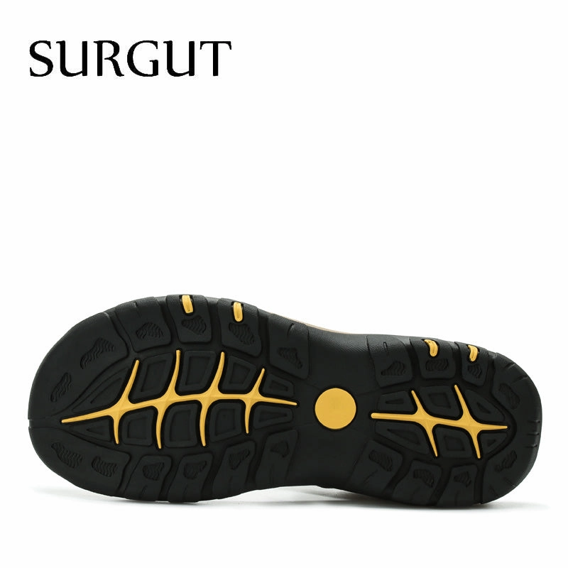 Men Sandals Genuine Leather Cowhide Male Summer Shoes Quality Beach Slippers Casual Leather Gladiator Sandals Flat Ballet Shoes