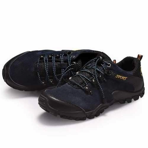 Hiking Shoes For Daily Use Men Sprot Running Shoes Leather Round Toe Lace Up Hiking Shoes Anti Slip