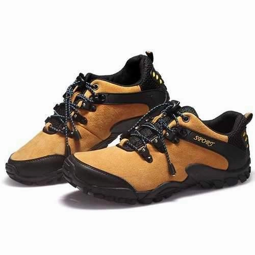 Men Sprot Running Shoes Leather Round Toe Lace Up Hiking Shoes Anti Slip Ax2 Hiking