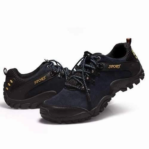 Men Sprot Running Shoes Leather Round Toe Lace Up Hiking Shoes Anti Slip Terre Ax4 Hiking Shoes