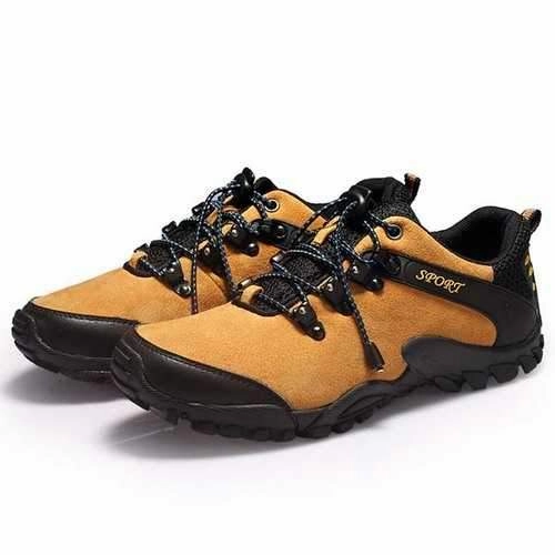 Stylish Waterproof Hiking Shoes Men Sprot Running Shoes Leather Round Toe Lace Up Hiking Shoes Anti Slip
