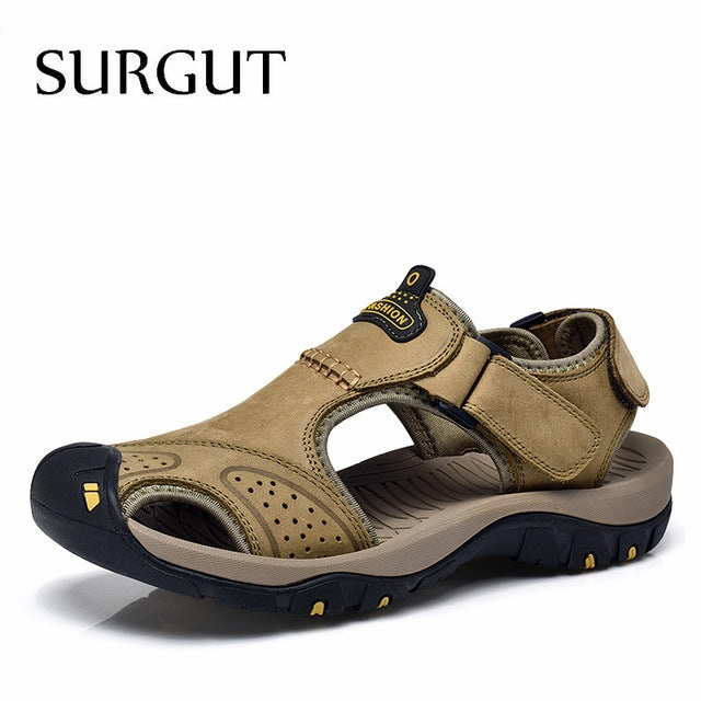 Men Summer Sandals Genuine Leather Brand New Beach Men Sandals Breathable Slippers High Quality Men Casual Shoes Casual Walking Shoes Australia