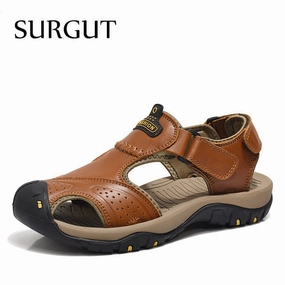 Men Summer Sandals Genuine Leather Brand New Beach Men Sandals Breathable Slippers High Quality Men Casual Shoes Top Trending Casual Shoes