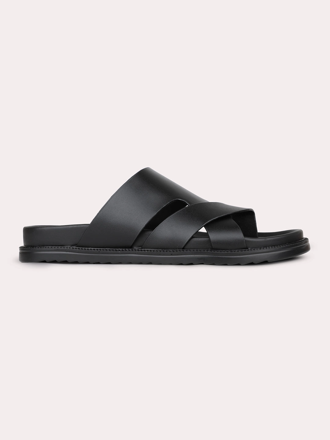 Mens Black Solid Round Toe Casual Sandals Sandals Royal Resort
