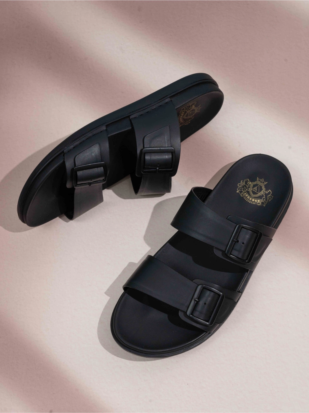 Strappy Ankle Sandals Mens Black Solid Round Toe Casual Sandals