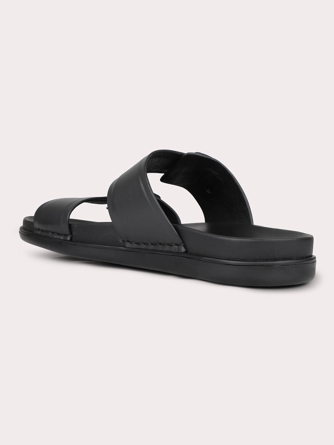 Mens Black Solid Round Toe Casual Sandals Sandals Jobs