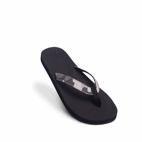 Mens Flip Flops Camo - Black/White Camo Pedi Flip Flops With Toe Separators