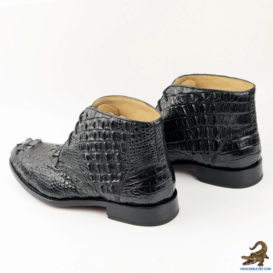 Mens Handcrafted Alligator Crocodile Leather Boots Black Boots Donald J Pliner