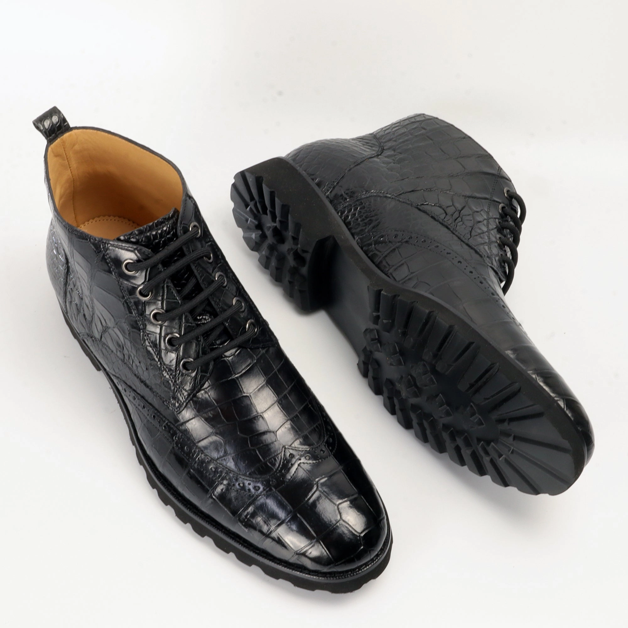 Dolce Vita Boots Mens Handcrafted Alligator Leather Chelsea Boots Black, Dark Brown