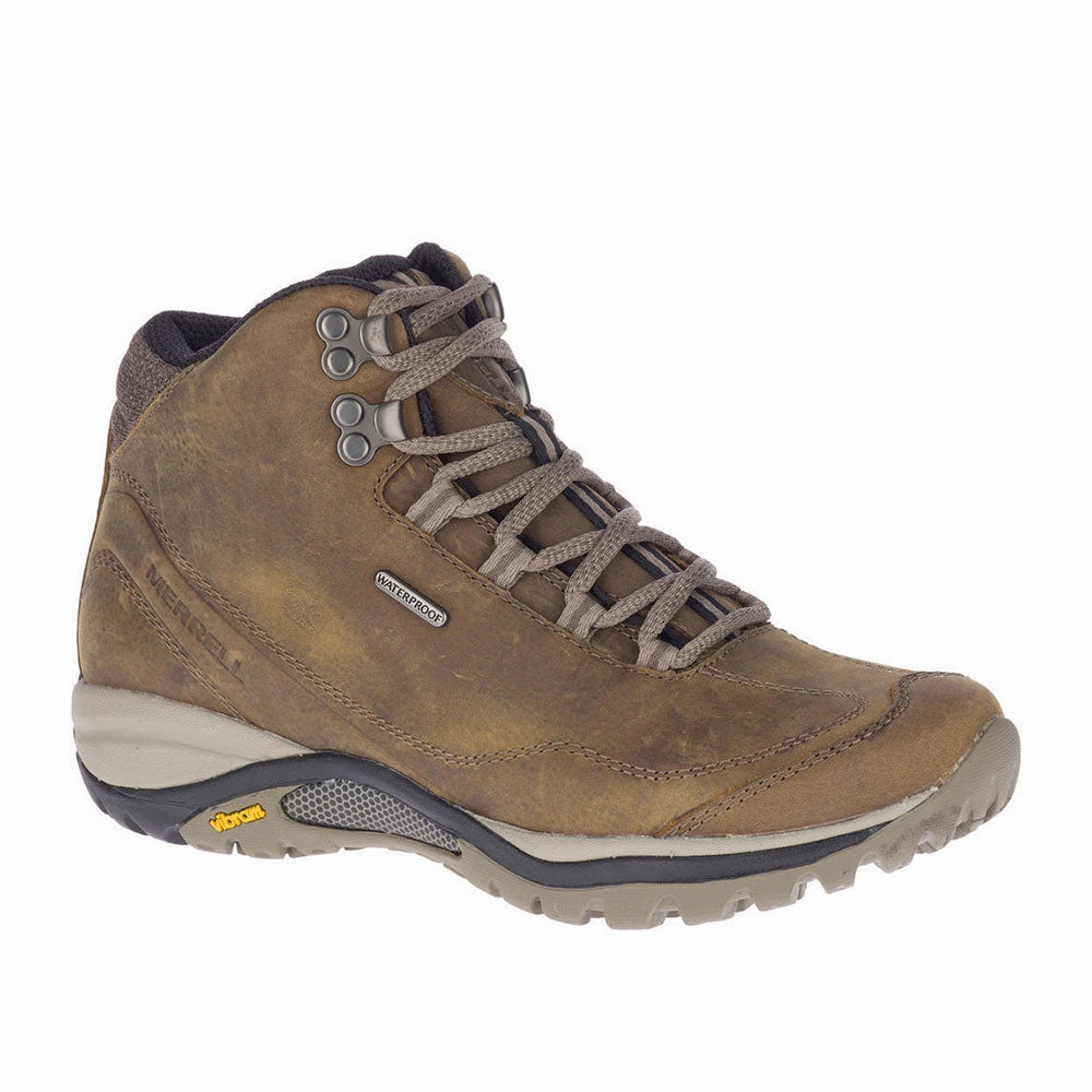 Merrell Women's Siren Traveller 3-Mid Waterproof Boot- Brindle / Boulder Steel Toe Shoes Waterproof