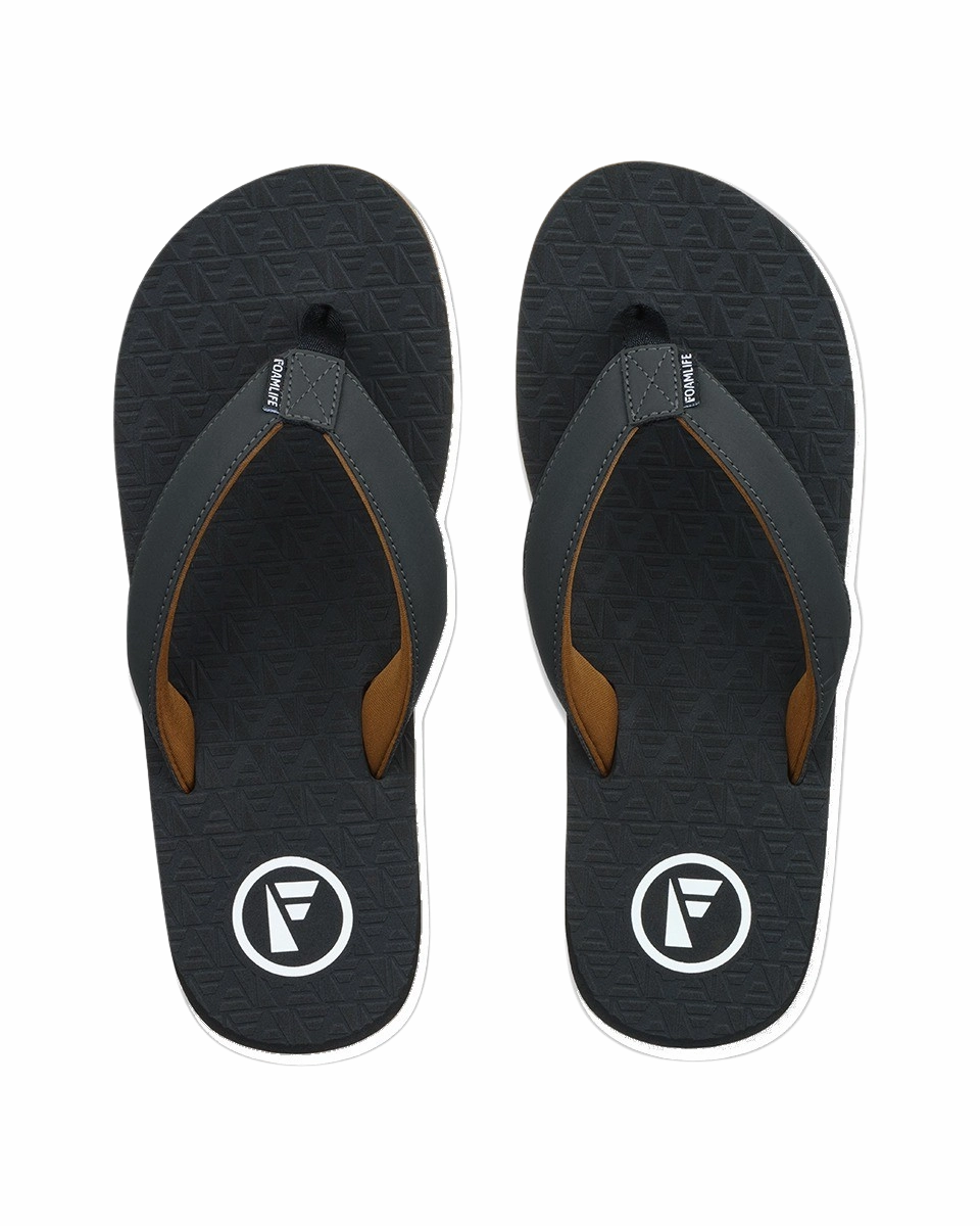 Traad Flip Flops in Black & Slate Grey Most Comfortable Leather Flip Flops