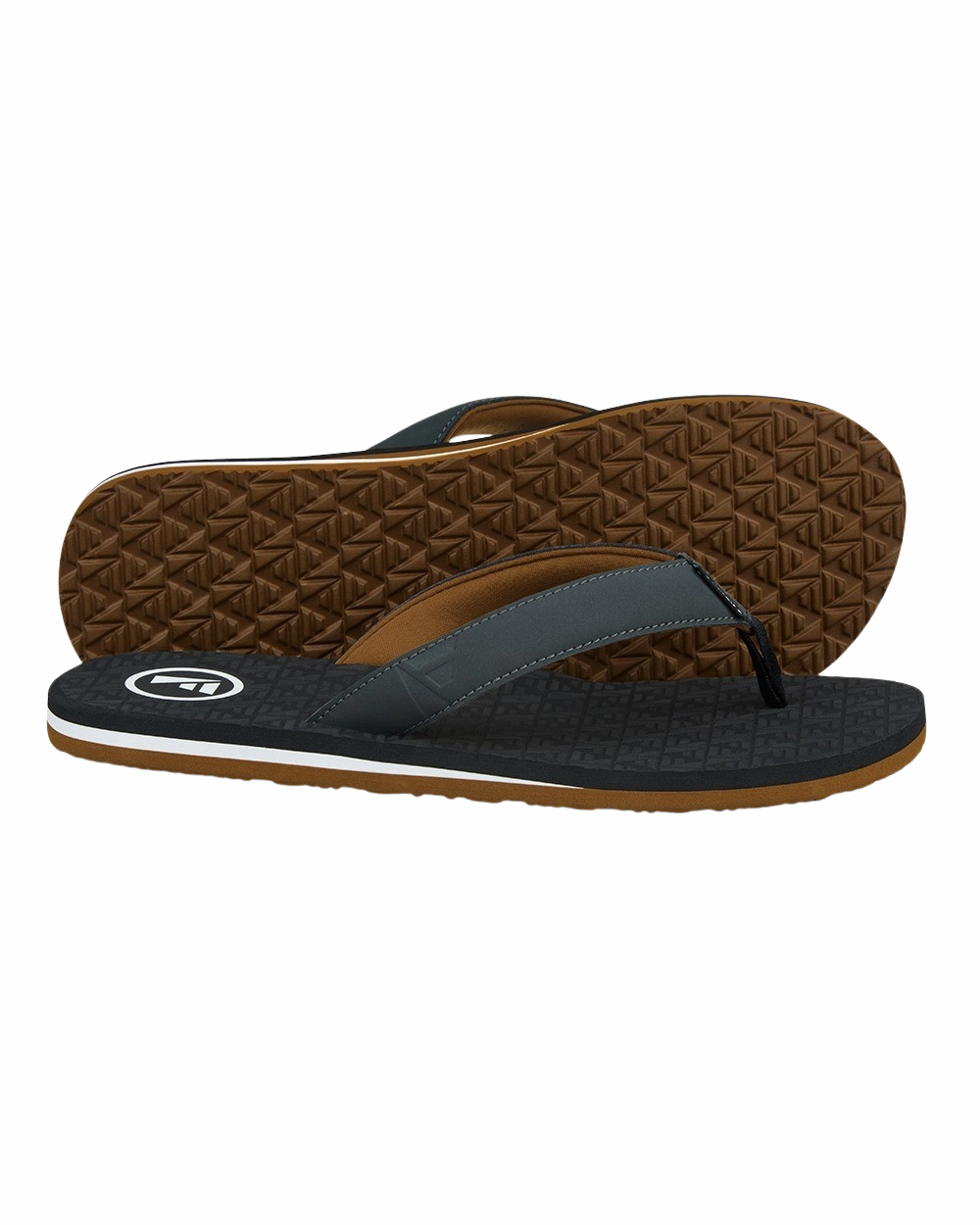 Traad Flip Flops in Black & Slate Grey Chunky Platform Flip Flops