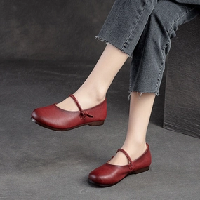 Lifestyle Casual Shoes Women Retro Leather Soft Comfort Casual Flats