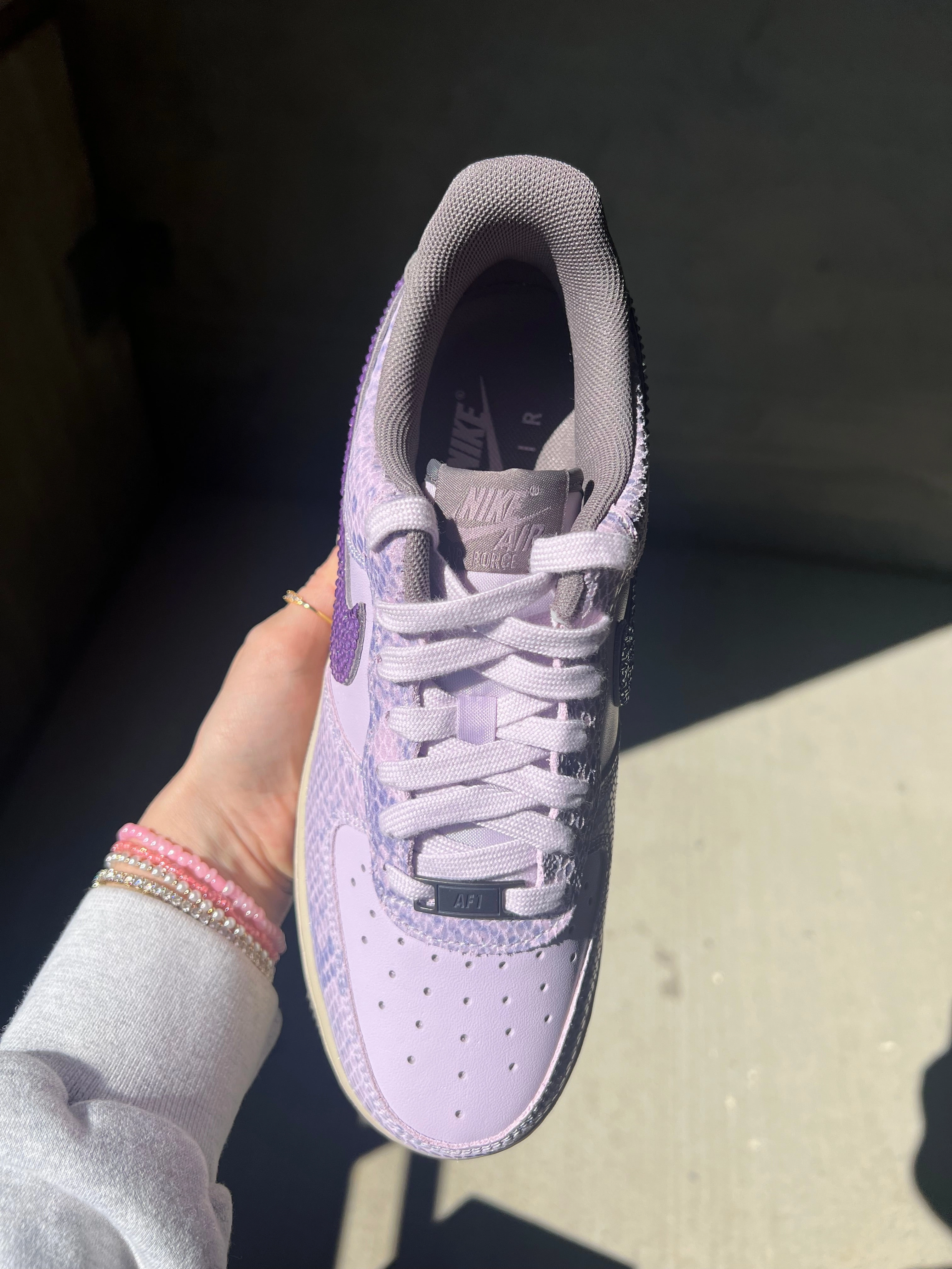 Special Edition Purple Snake Print Swarovski Womens Nike Air Force 1