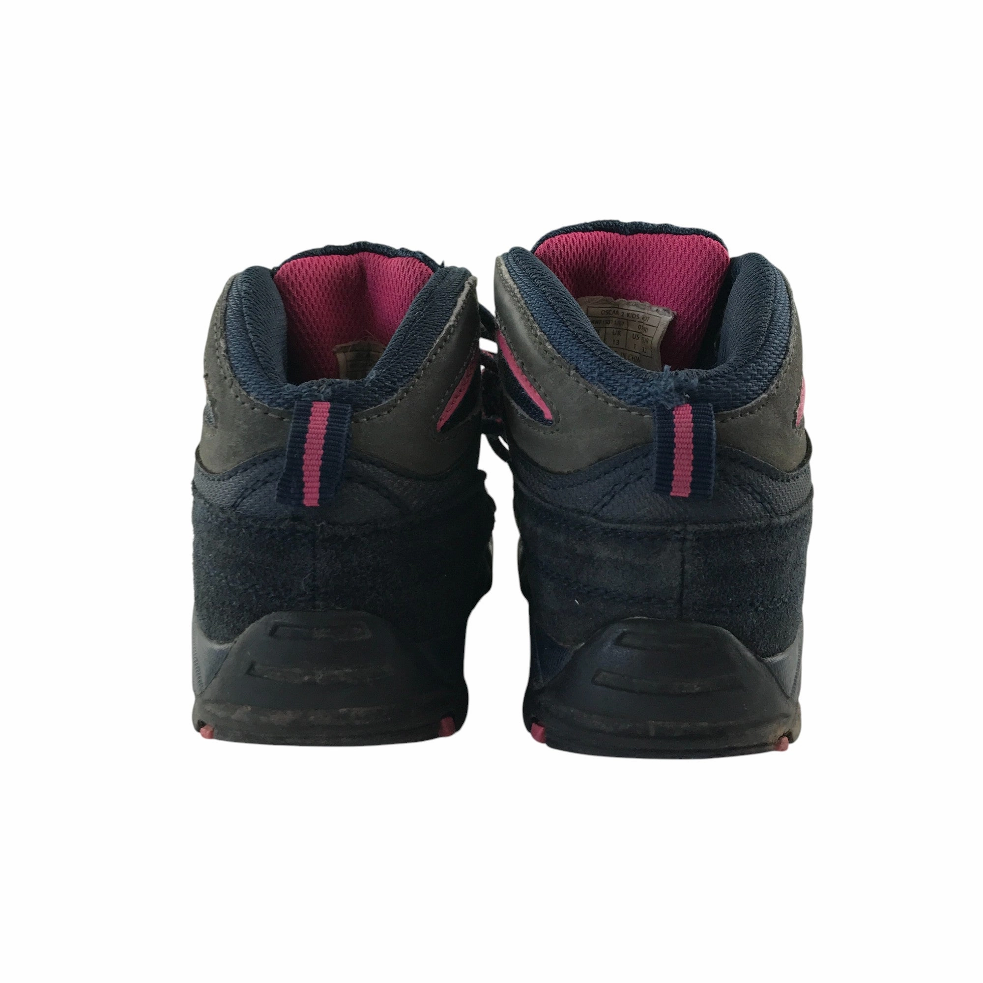 Soles Of Hiking Shoes Mountain Warehouse hiking boots size 13 junior grey pink and navy ankle high