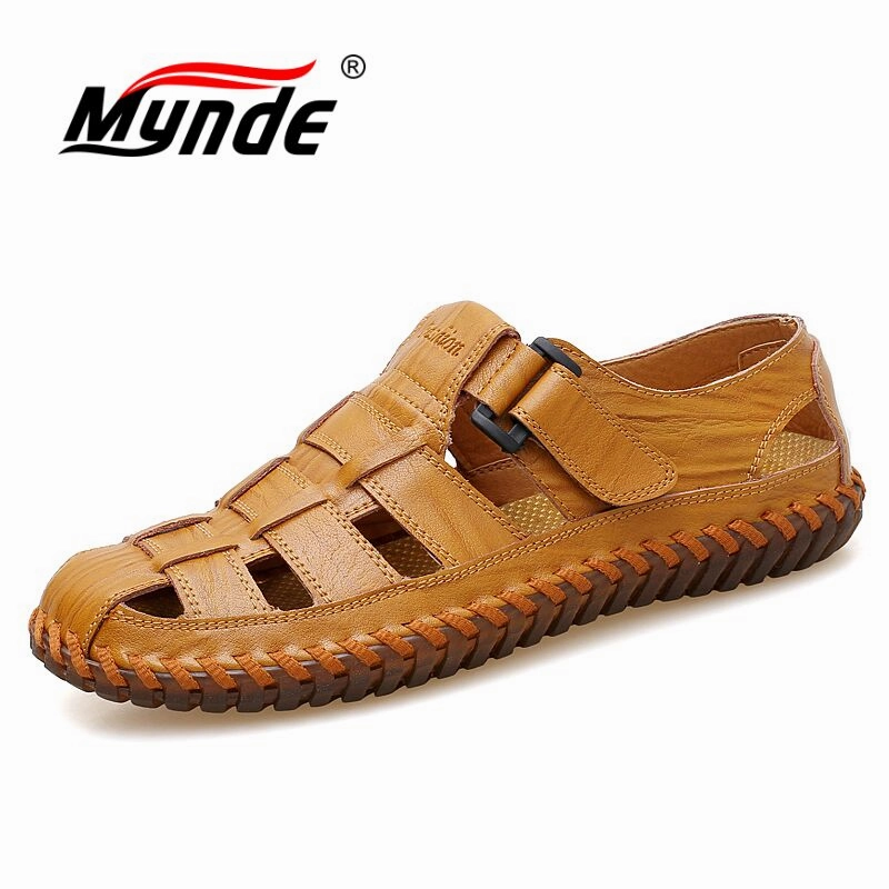 Bella Vita Sandals MYNDE Men Cow Leather Sandals Outdoor 2019 Summer Handmade Men Shoes Men Breathable Casual Shoes Footwear Walking Sandals