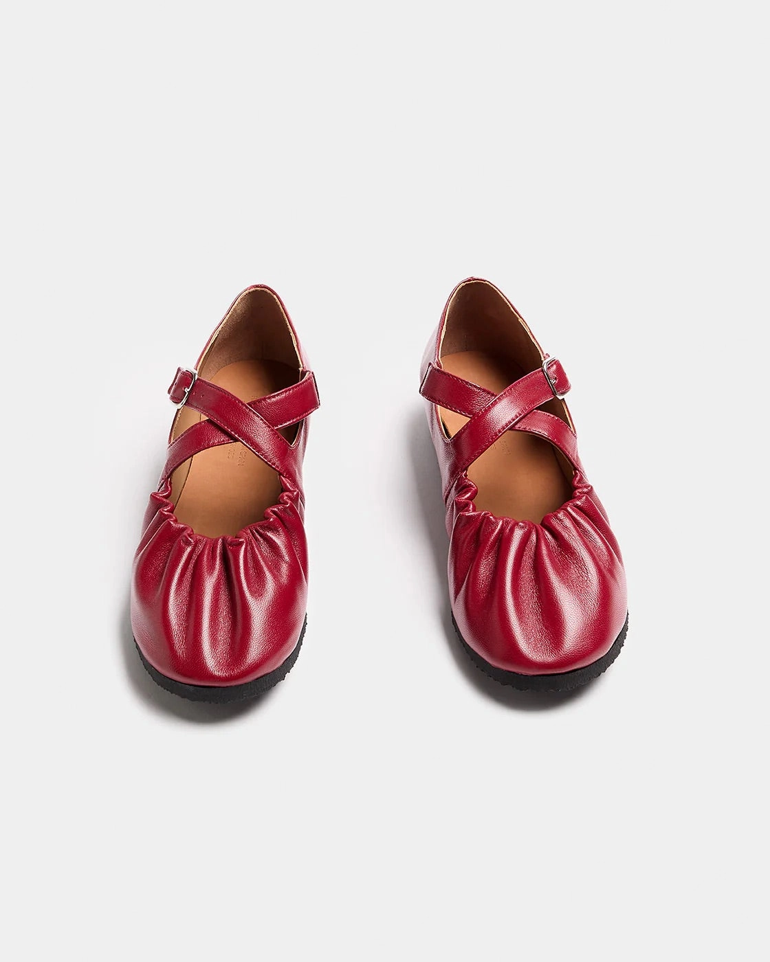 Flat Tip Shoes Naguisa Red Cross Strap Flats