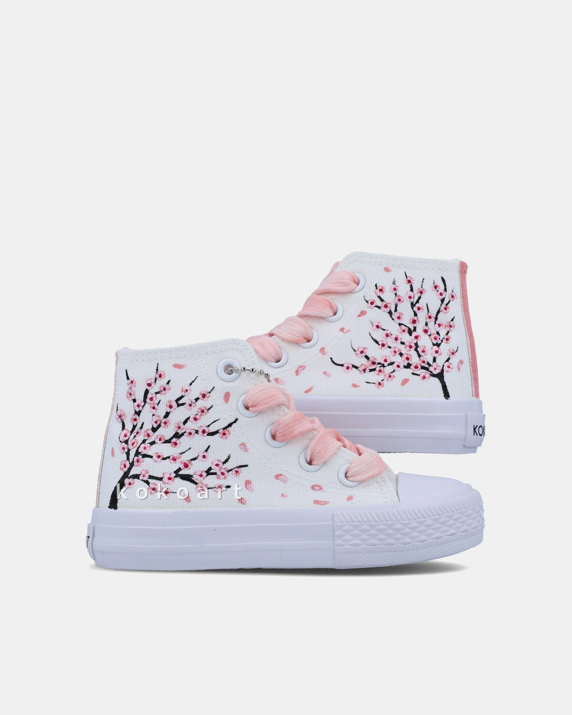Waterproof Hiking Shoes India Pink Cherry Blossom Hand Painted Shoes