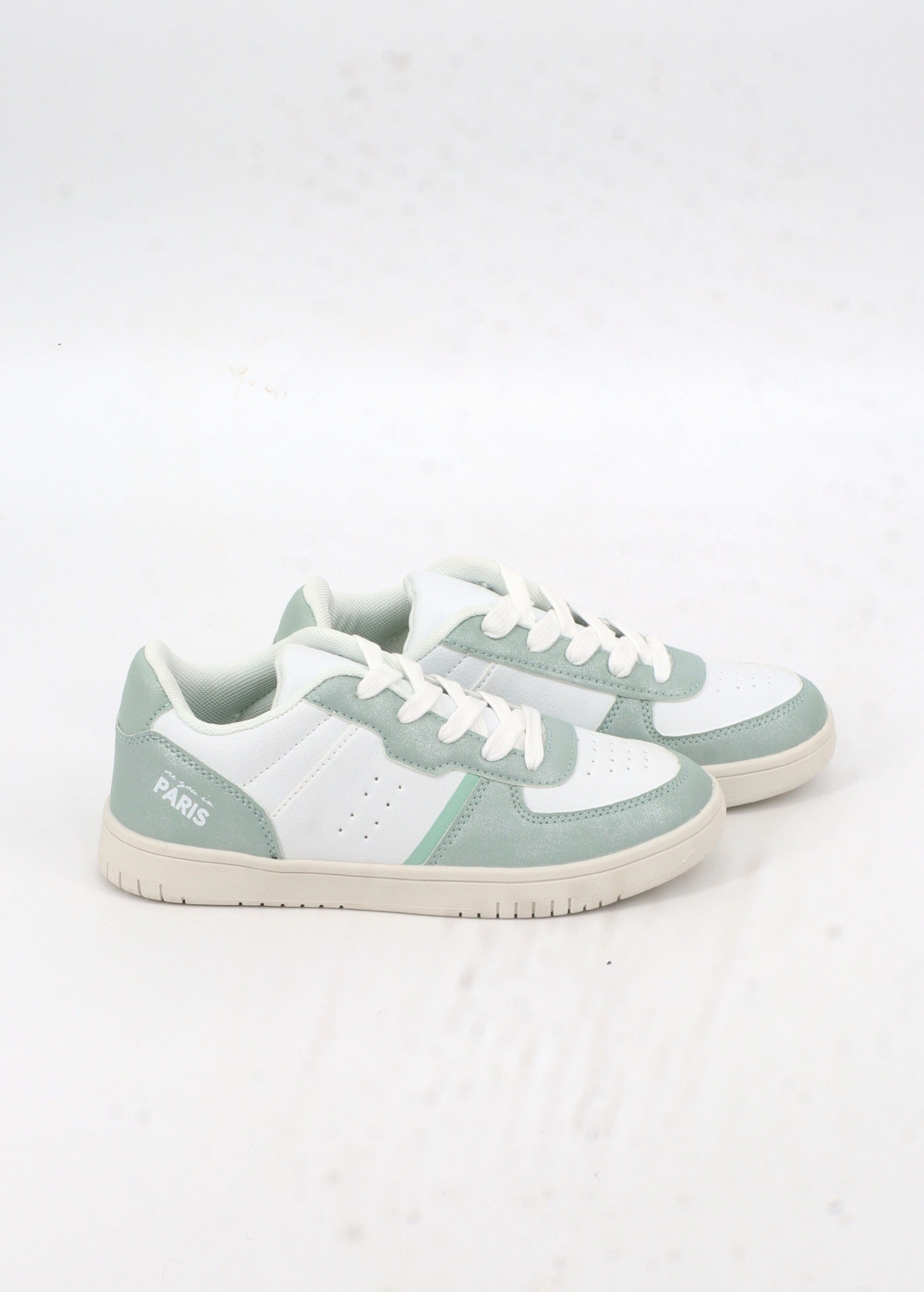 Smart Casual Dress Shoes Kids Girl's Textured Sneakers,White/Mint