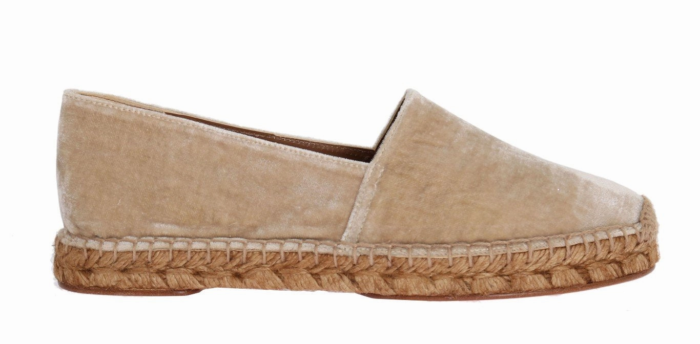 Best Flat Shoes Beige Velvet Flats Espadrilles Shoes