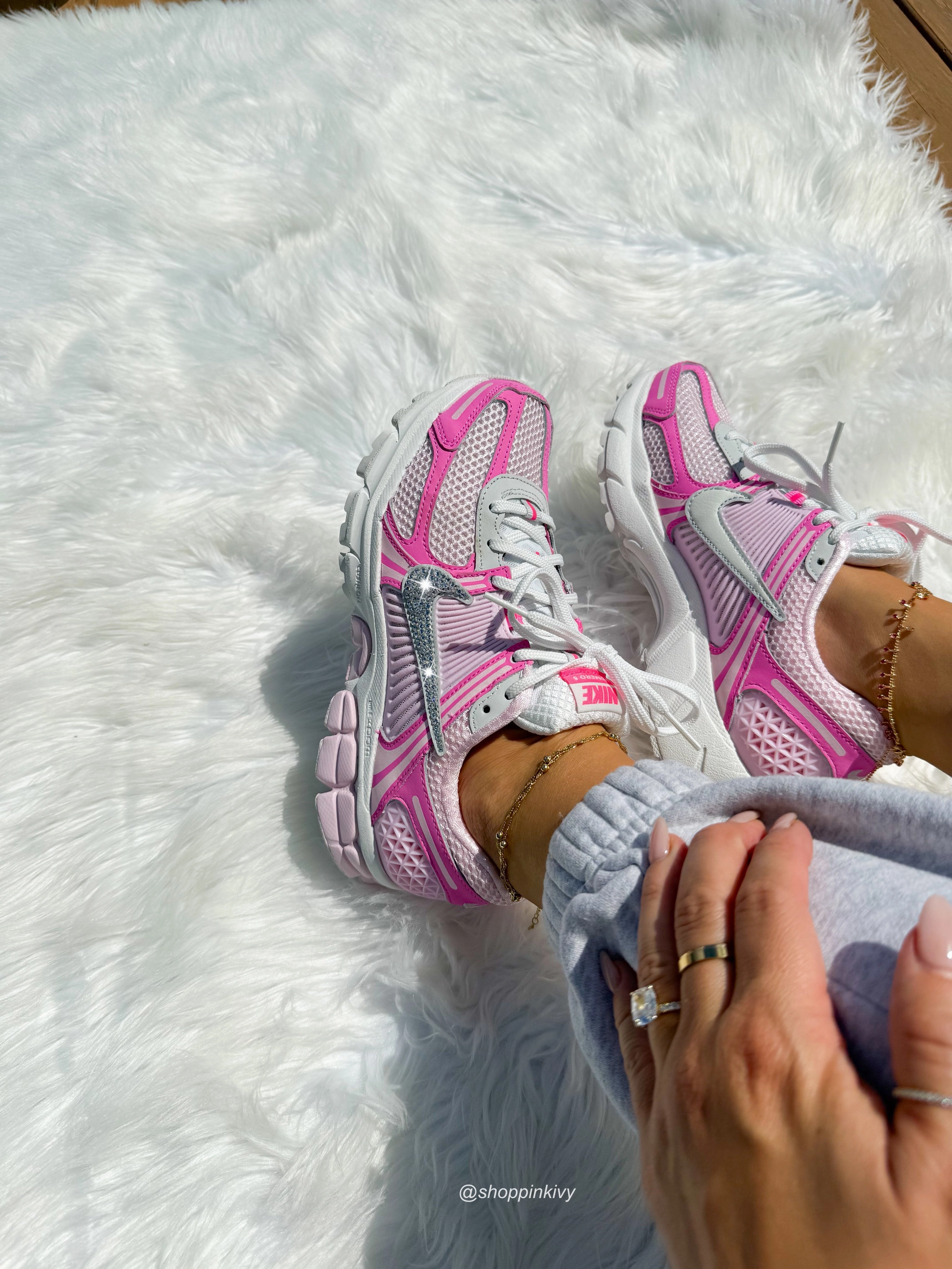 New Bubblegum Hot Pink Swarovski Women Nike Vomero 5 Asics Gt-2160 Shoes