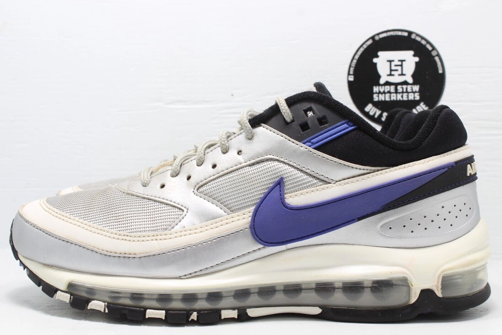 Nike Air Max 97/BW Metallic Silver Persian Violet Size 7.5 No Insoles Asics Court Mz Shoes 1203a127-750