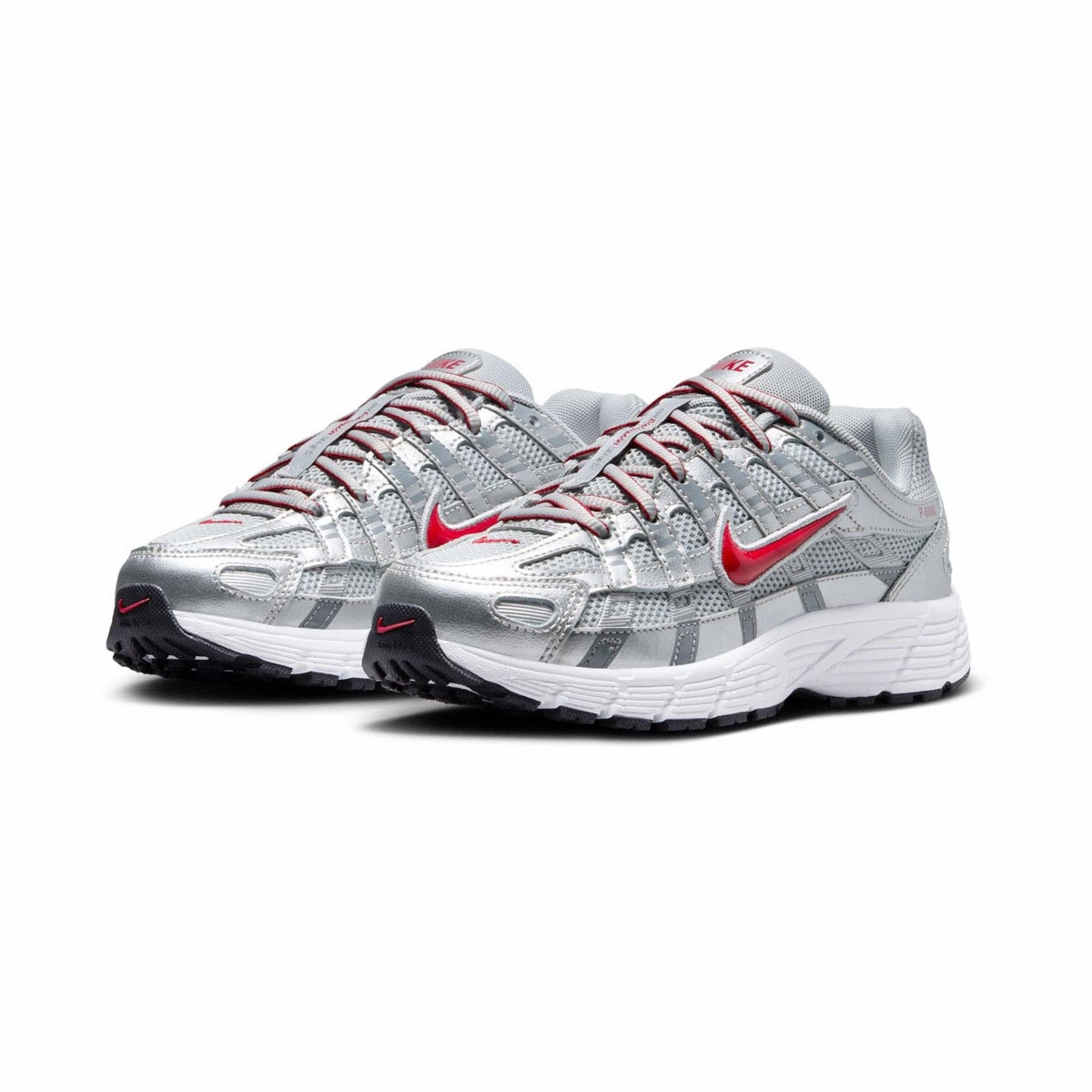 Nike P-6000 'Metallic Silver Cool Red' Big Kids' Shoes Wide Fit Trail Running Shoes