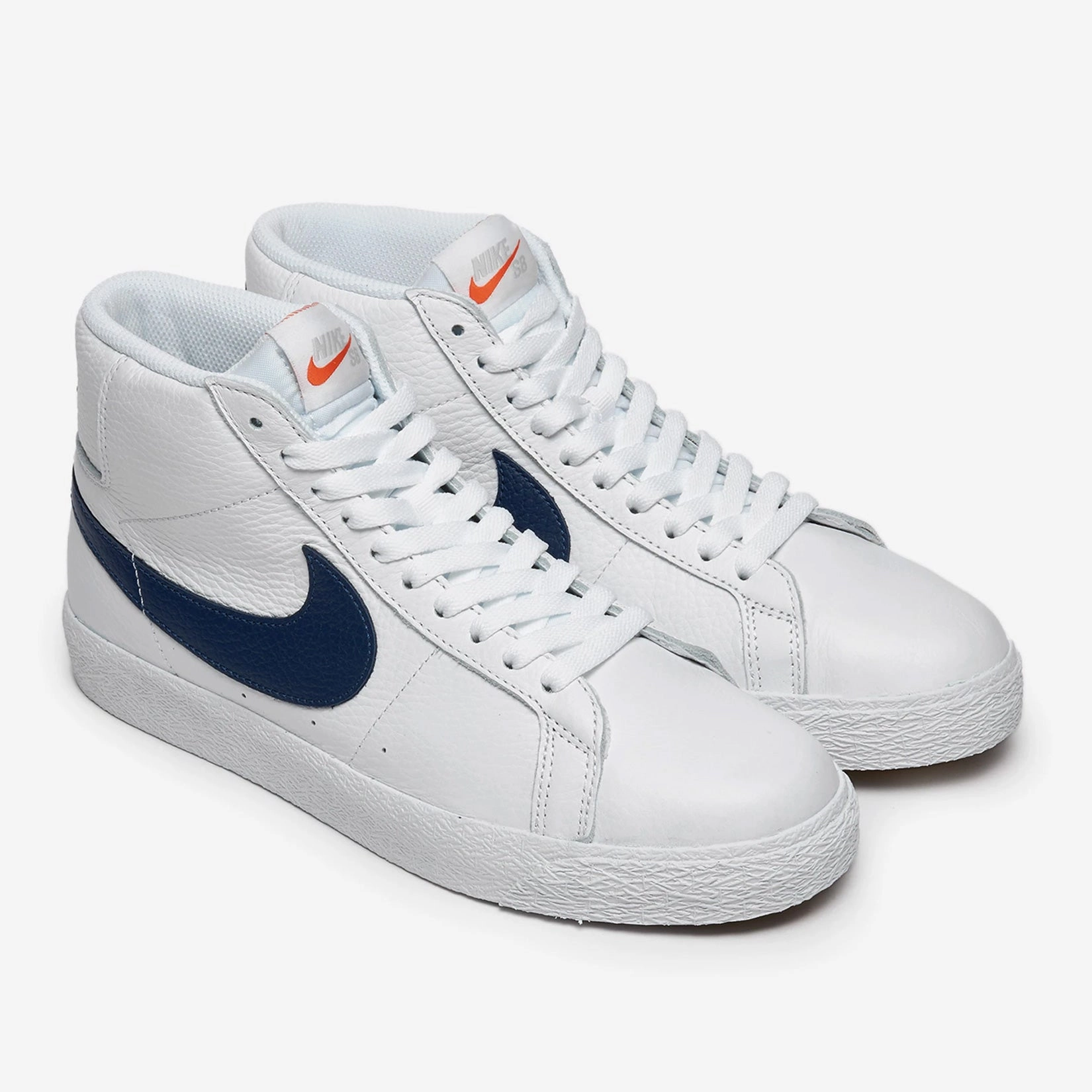 Nike SB Blazer Mid ISO Shoes - White/Navy-White-Safety Orange Best Asics Shoes For Back Pain