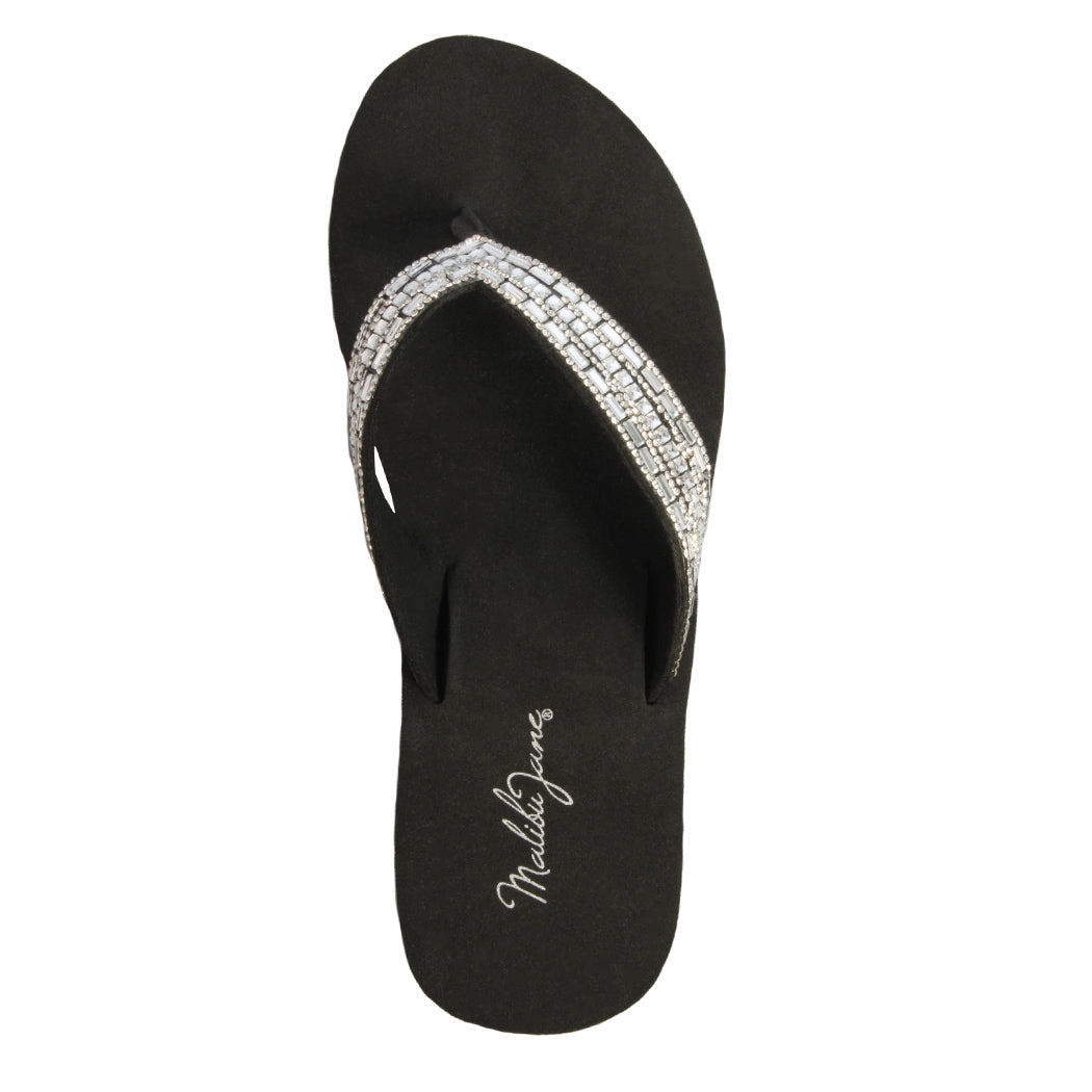 Brentwood Comet Black with Clear Crystal Strap Best Deals On Flip Flops