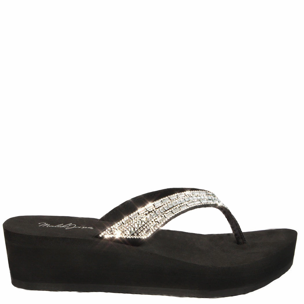 Brentwood Comet Black with Clear Crystal Strap Flip Flops Summer