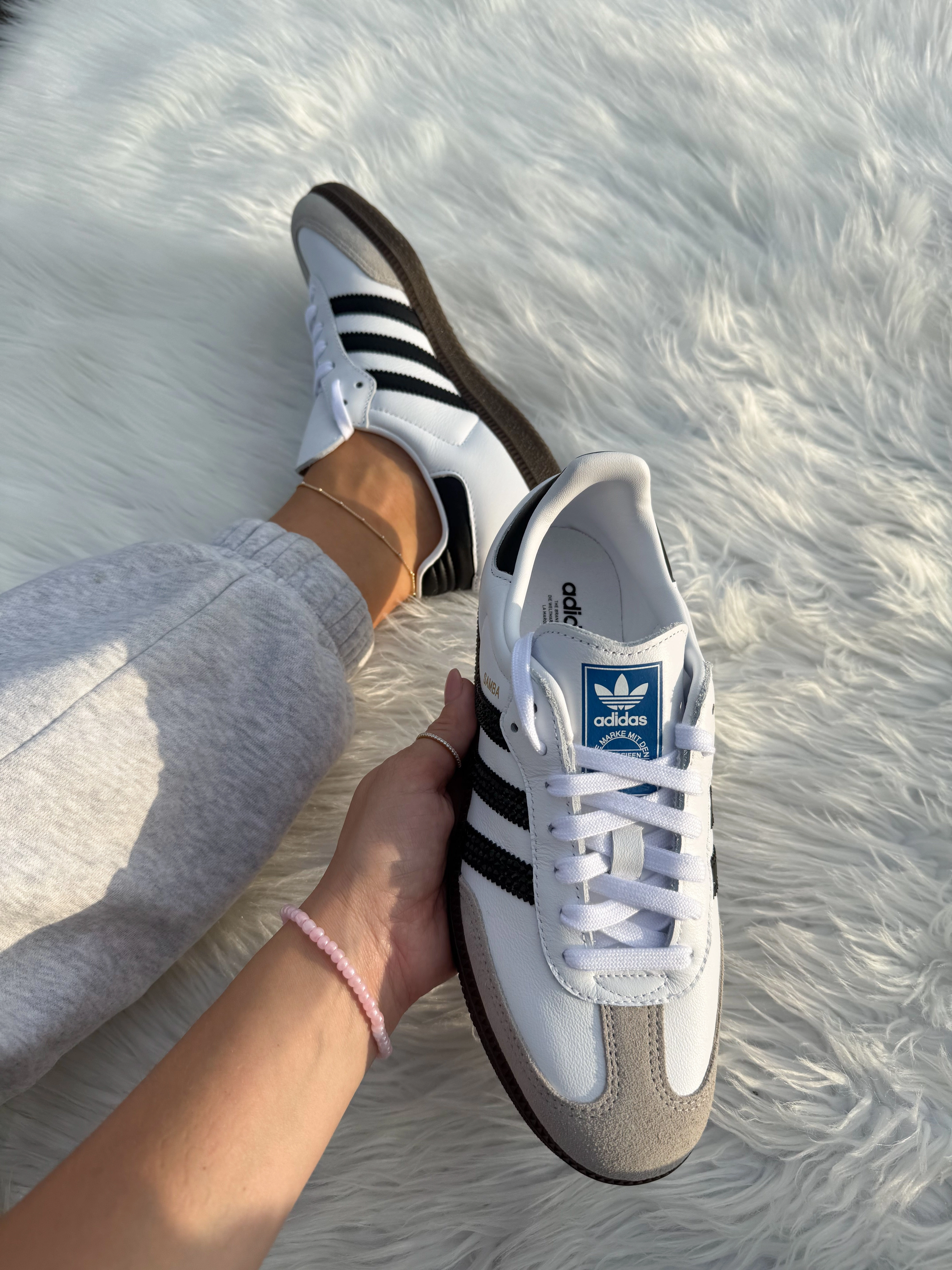 SIZE 7 Classic White Swarovski Adidas Original Samba OG