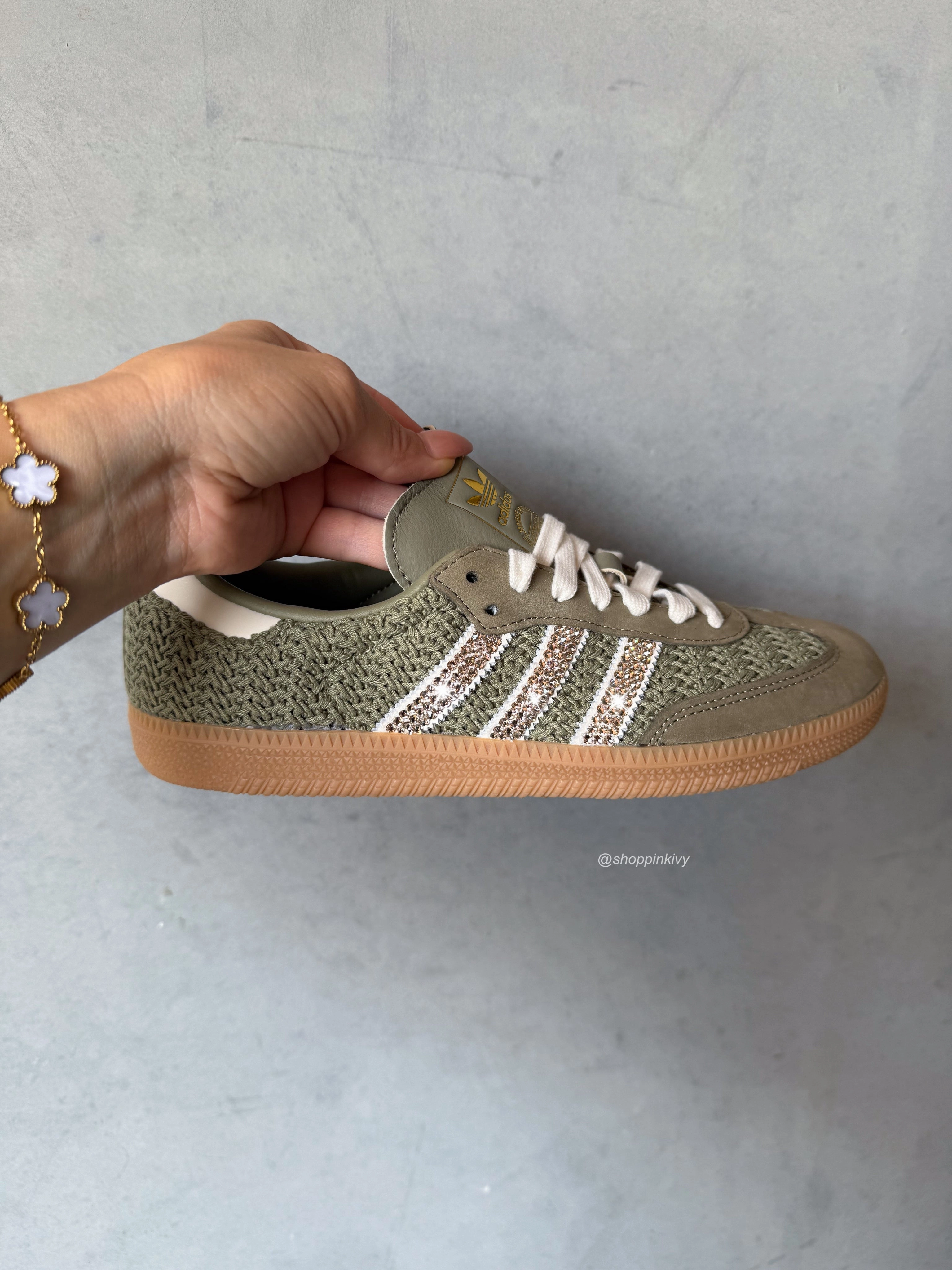 Olive Green Swarovski Adidas Original Samba OG