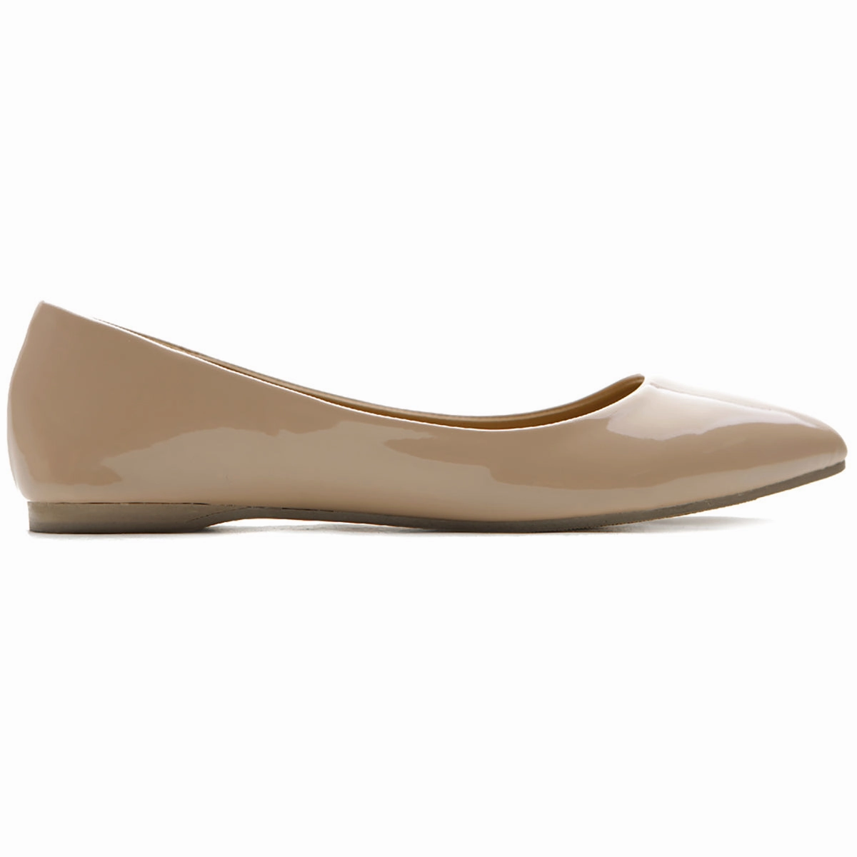 Ollio Women's Shoe Ballet Basic Pointed Toe Comfort Enamel Flat Cork Shoes Flats