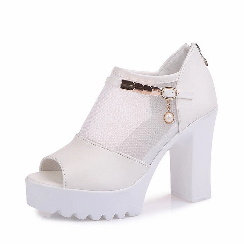 High Heel Fish Mouth Thick Heel Sandals Women Casual Platform Camel Active Casual Shoes