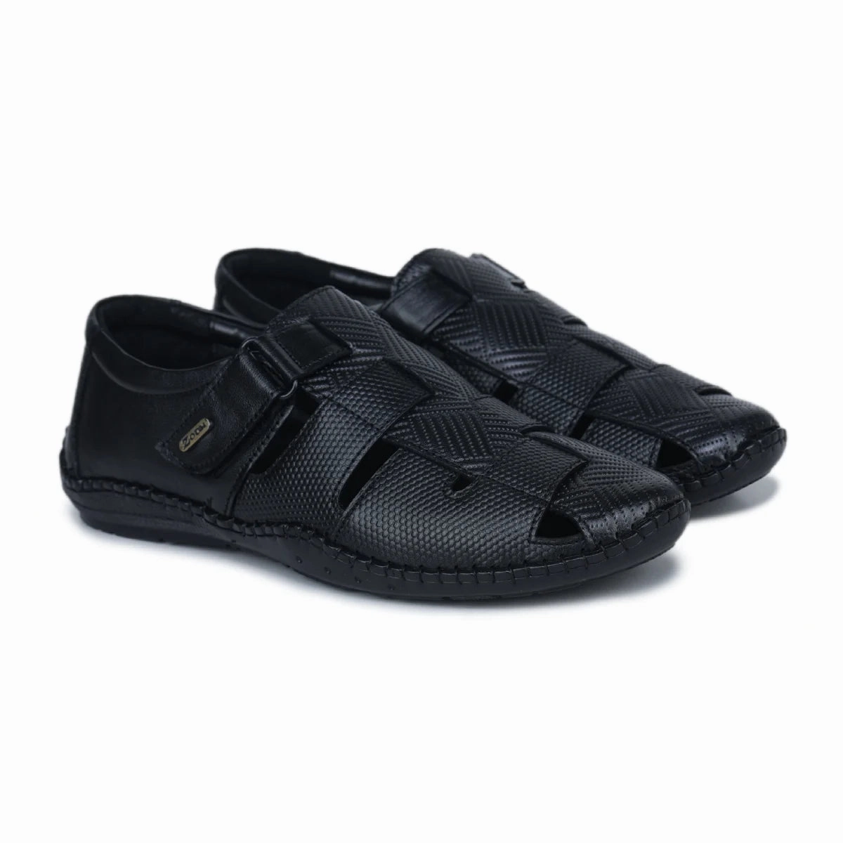 Original Leather Sandals for Men  1901 with Mat Weave Design & Cushioned Insole Buckle Sandals