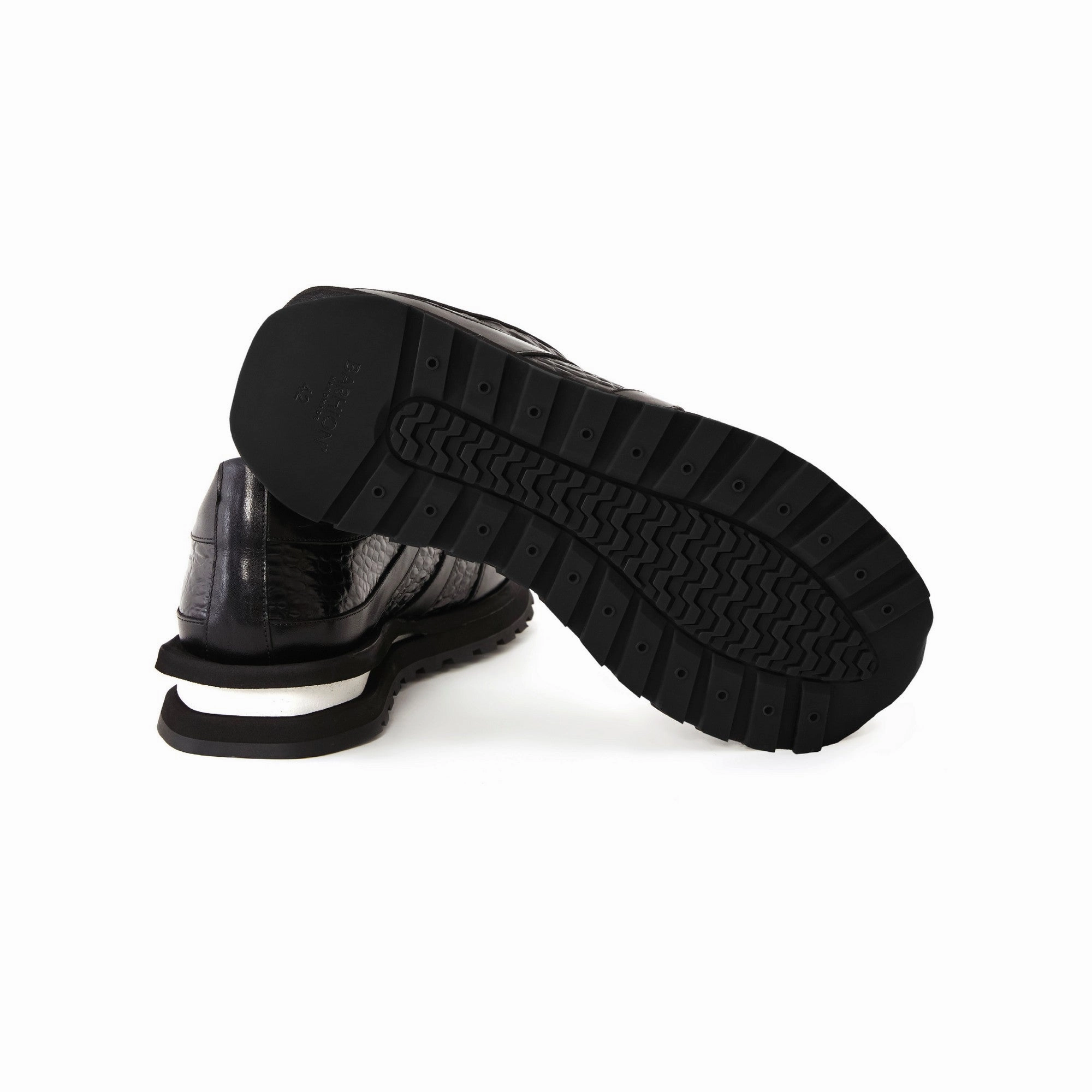 Men's Printed Crocodile Calf Leather Handmade Sneakers M8036 Casual Chelsea Shoes