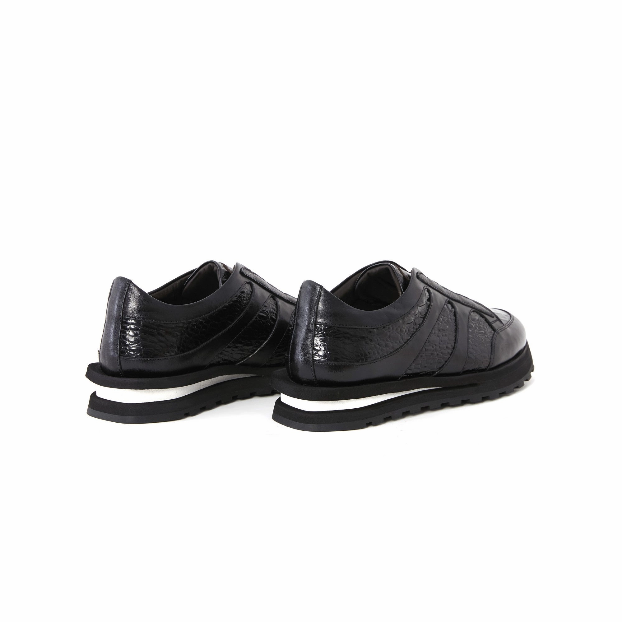 Men's Printed Crocodile Calf Leather Handmade Sneakers M8036 Casual Shoes Supplier