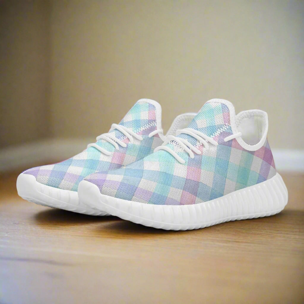 Pastel Gingham Dream Sneakers  Everyday Comfort Futuristic Sneakers